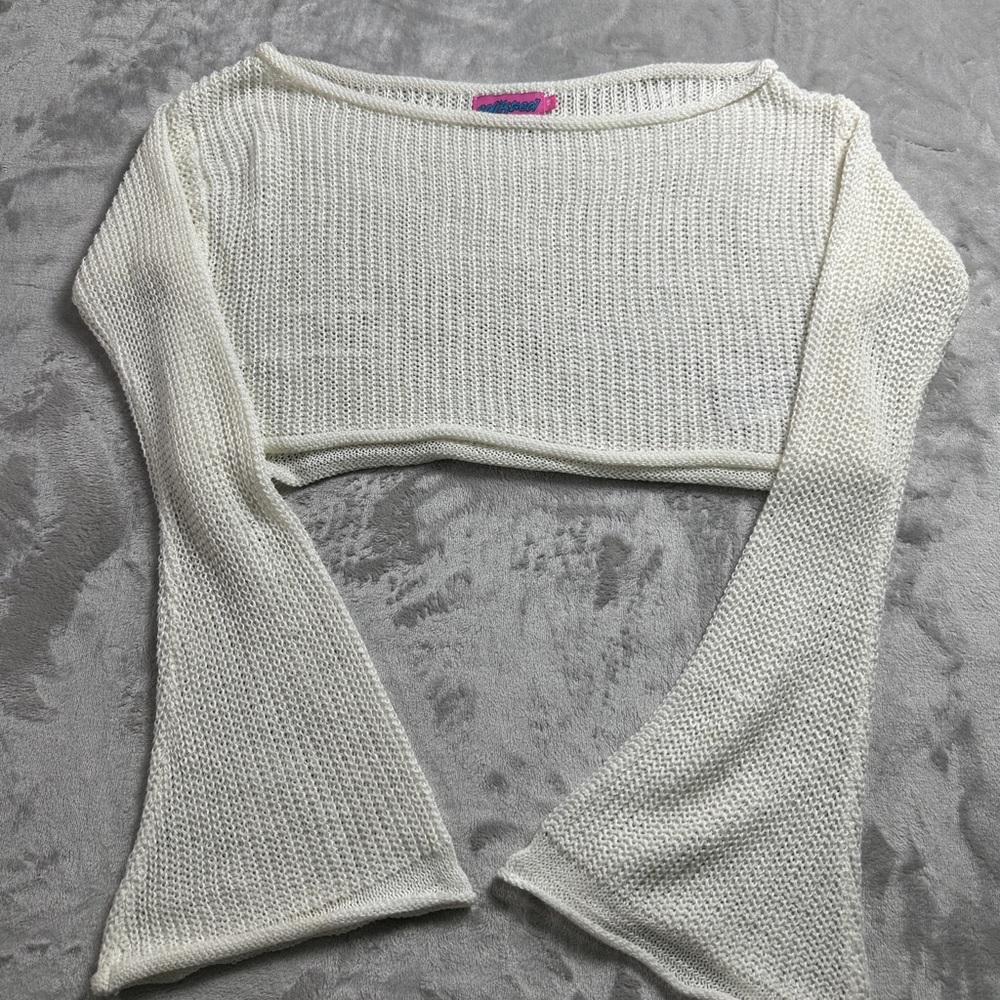 Edikted Cream Knit Sweater with Bell Sleeves (XS)
